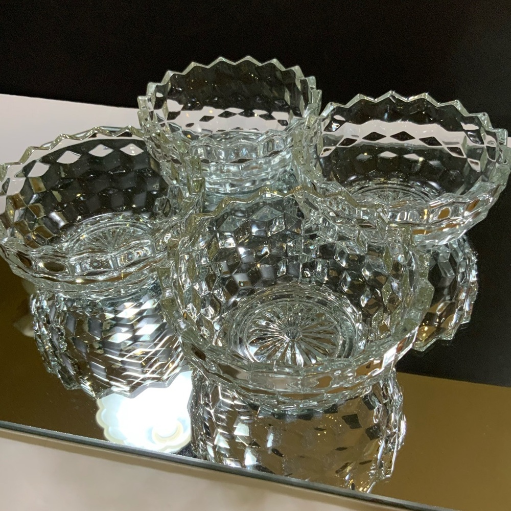 Vintage American Fostoria Soup Salad Cereal Bowls Set of 4 Glass